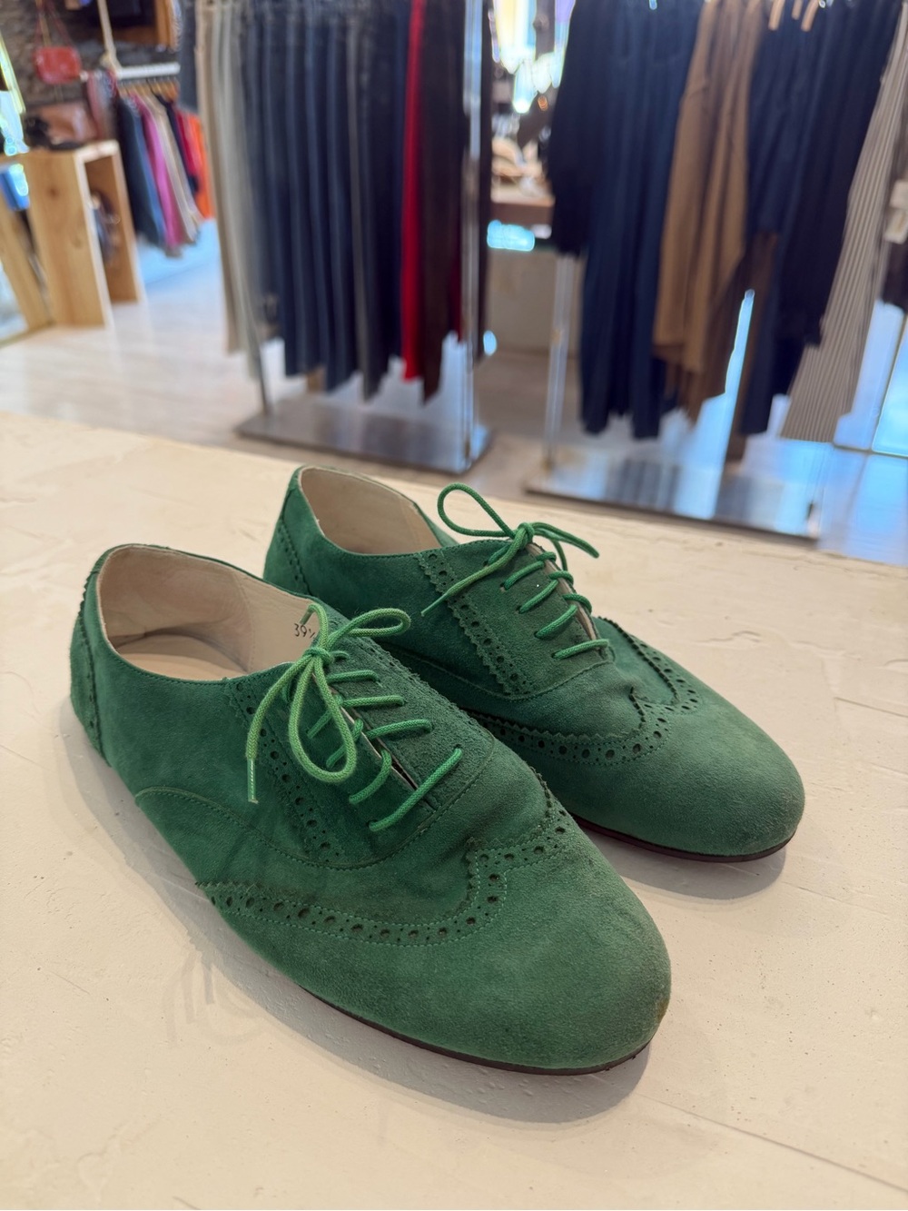 Green Suede Brogues - Women's Dress Shoes